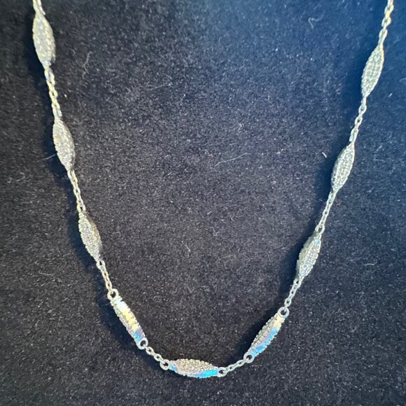 Silver Necklace with Pave Clusters - EUC - Picture 1 of 2